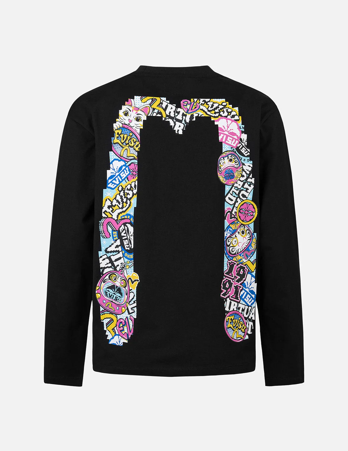 Daruma and Fortune Cat Pixel Daicock Print Regular Fit T-Shirt sold by Evisu