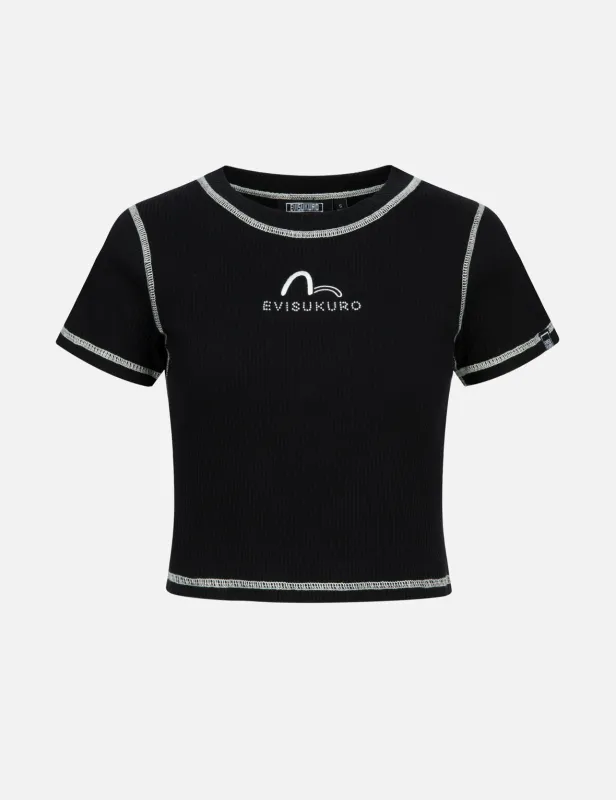 Seagull Embroidery Stud Slim Knit Top made by Evisu