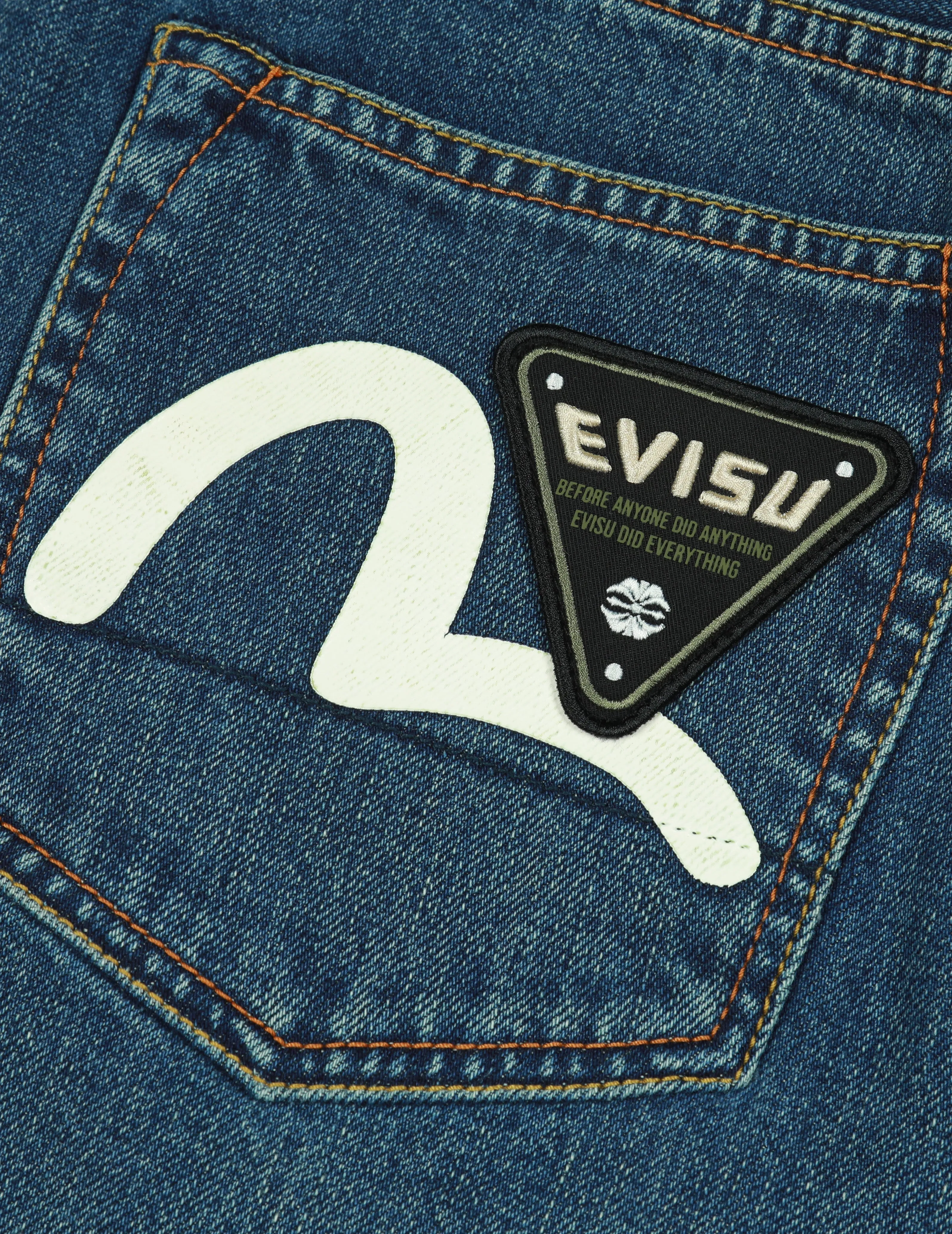 Allover Godhead Print and Seagull Embroidery Relax Fit Denim Shorts sold by Evisu product image thumbnail 3