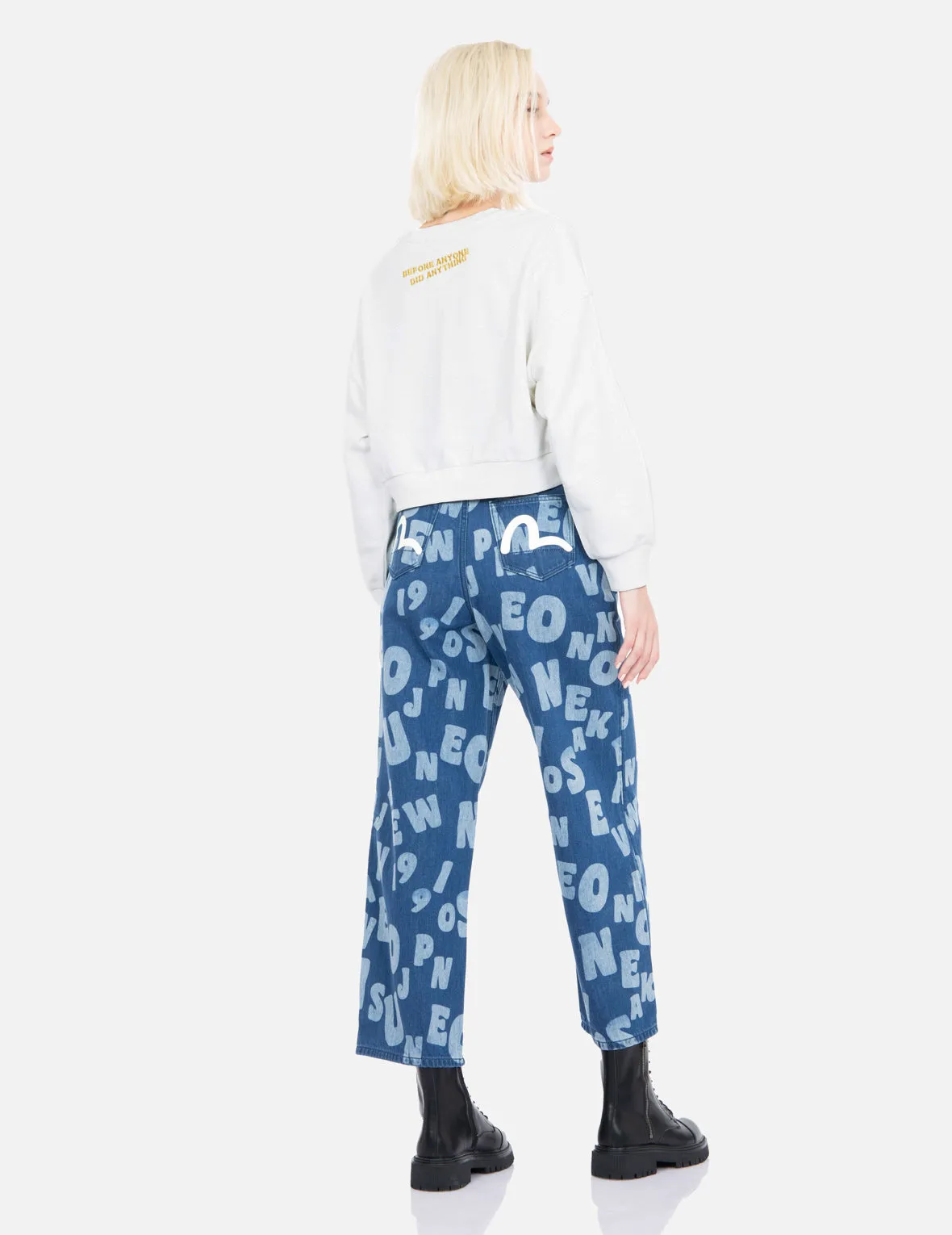 Allover Text Discharge Print Loose-Fit Jeans sold by Evisu product image thumbnail 3