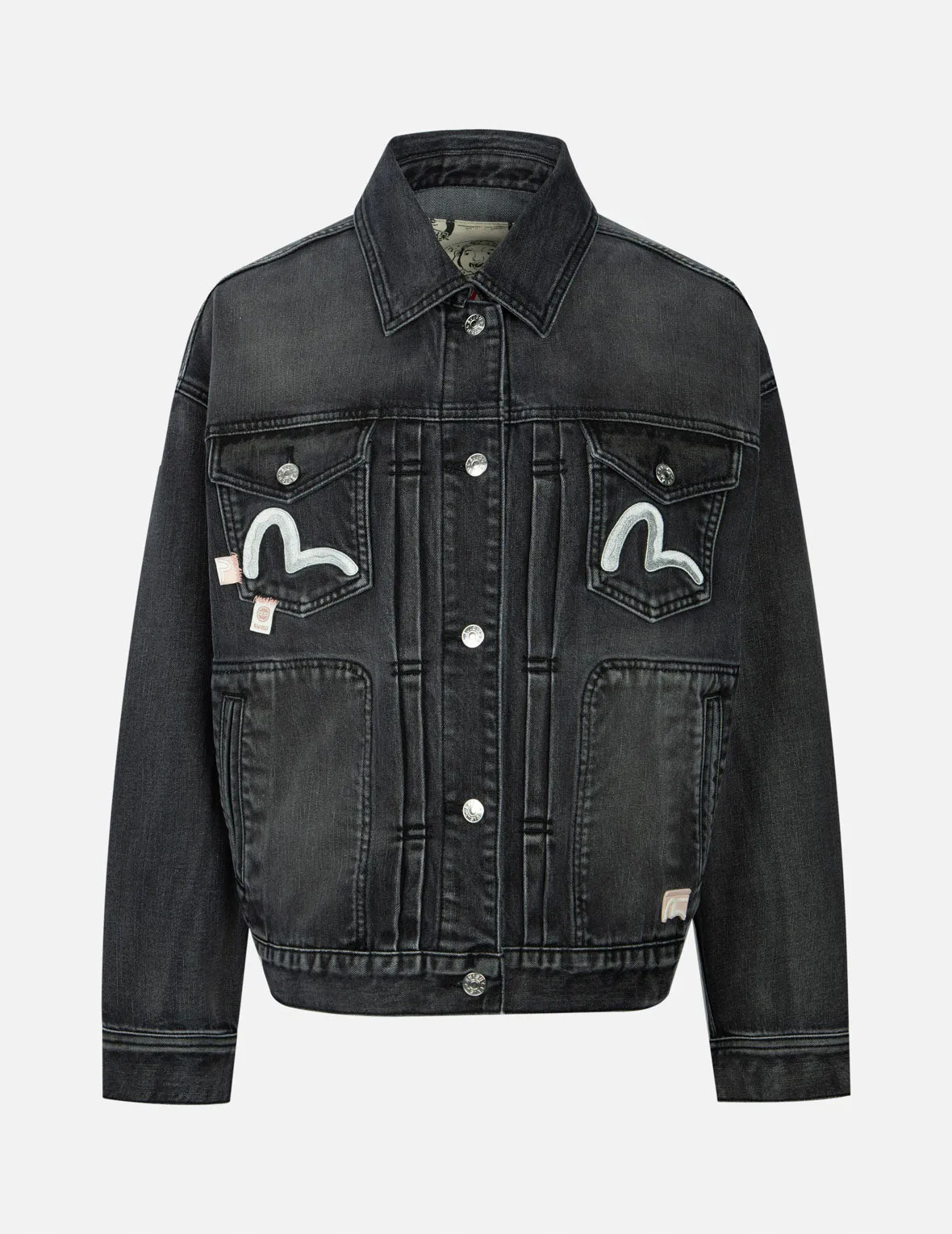 Seagull Embroidery with Logo-pattern Panelled Fashion Fit Denim Jacket sold by Evisu
