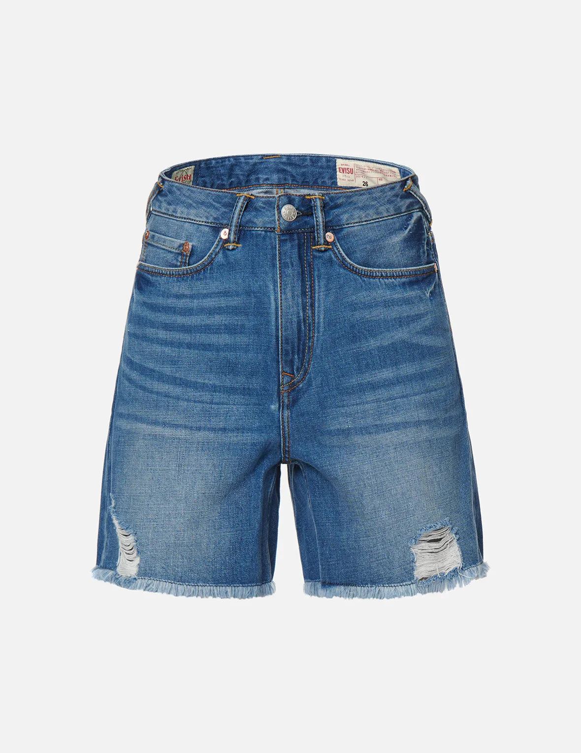 Seagull Embroidery Distressed Denim Shorts sold by Evisu product image thumbnail 2