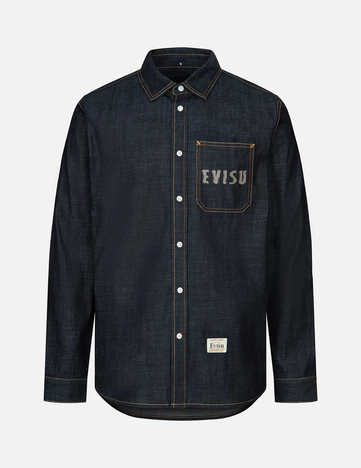 Kumadori Daruma Daicock Print Regular Fit Denim Shirt sold by Evisu product image thumbnail 2