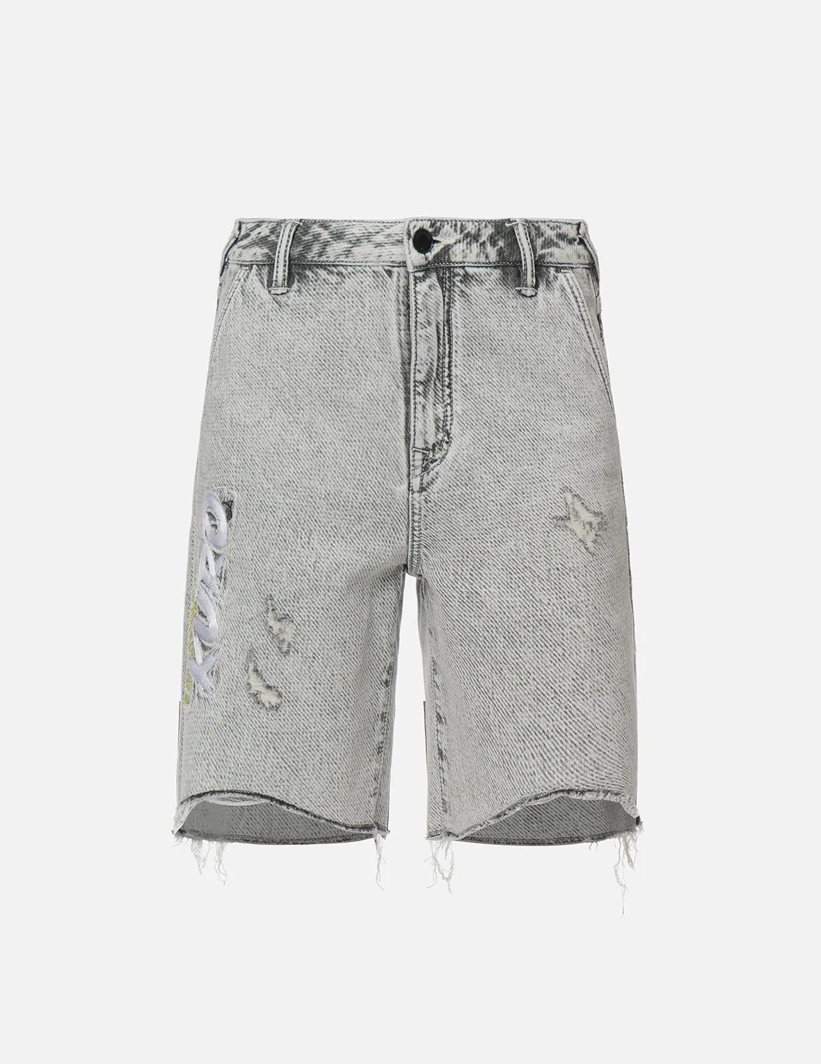 Distressed Bermuda Denim Shorts sold by Evisu