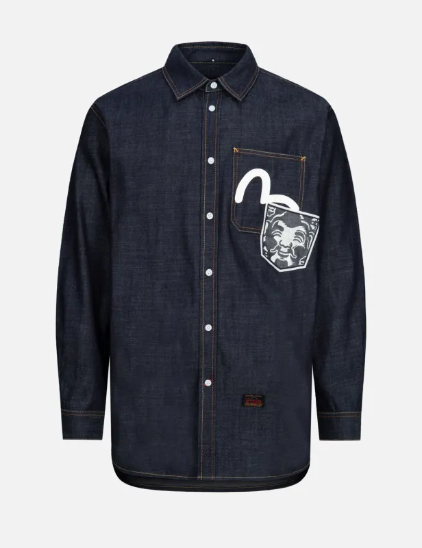 Daicock Print Relax Fit Denim shirt sold by Evisu