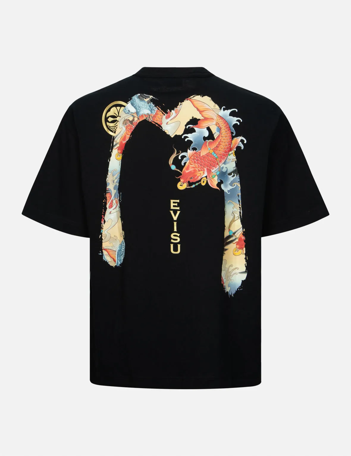Koi and Seagull Brushstroke Daicock Digital Print Loose Fit T-shirt sold by Evisu
