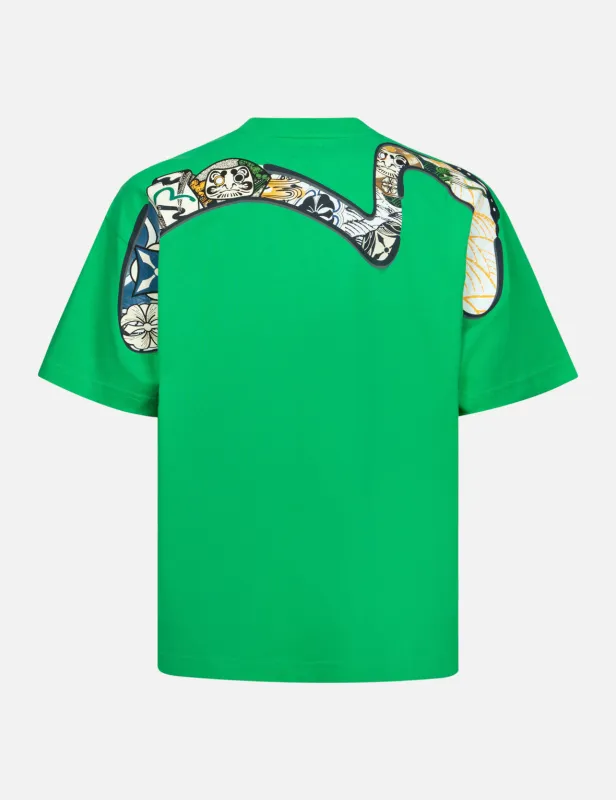 Multi-Hanafuda Daruma and Daicock Print Loose Fit T-shirt sold by Evisu