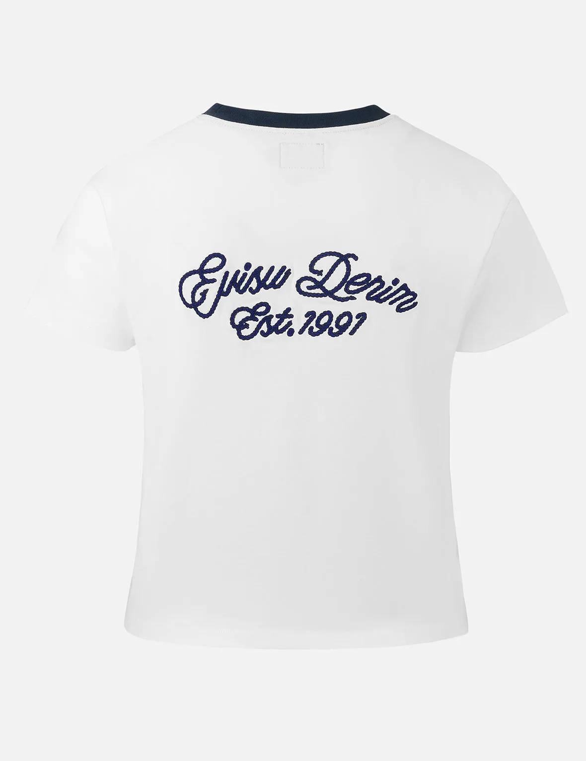 Contrast 3D Seagull and Slogan Embroidery Slim Fit T-Shirt sold by Evisu