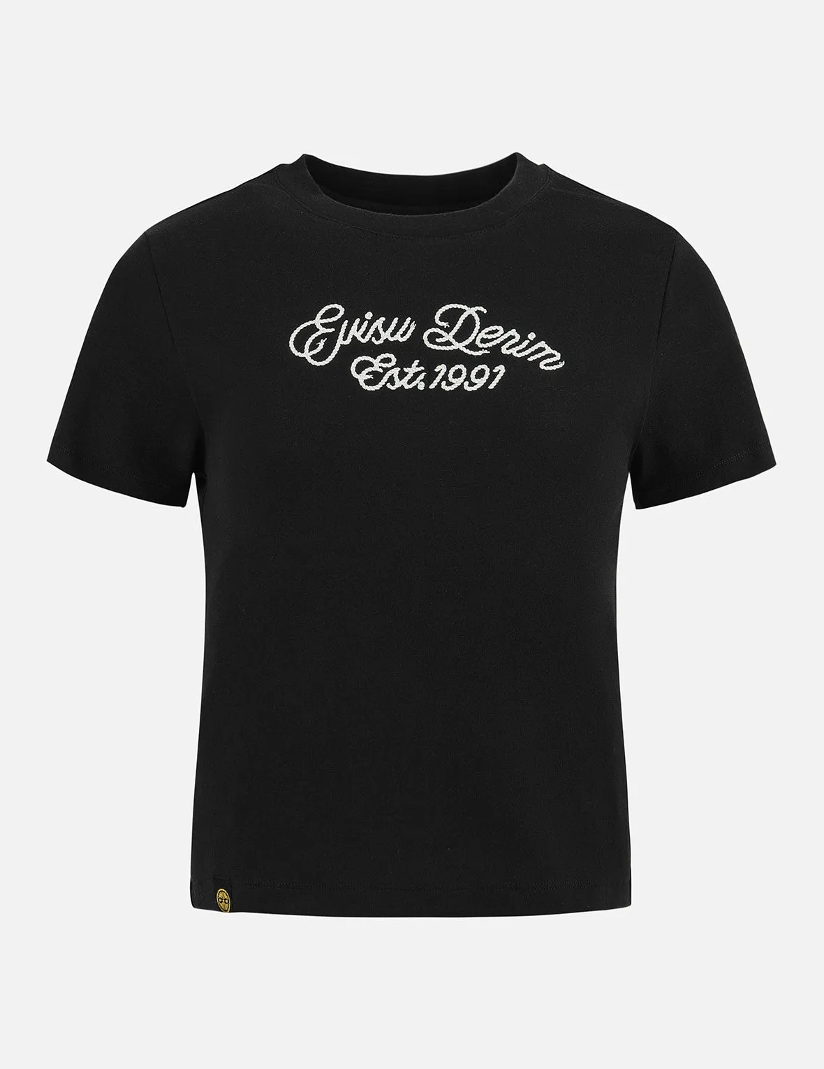 Rope Twist Slogan Embroidery Boyfriend T-Shirt sold by Evisu