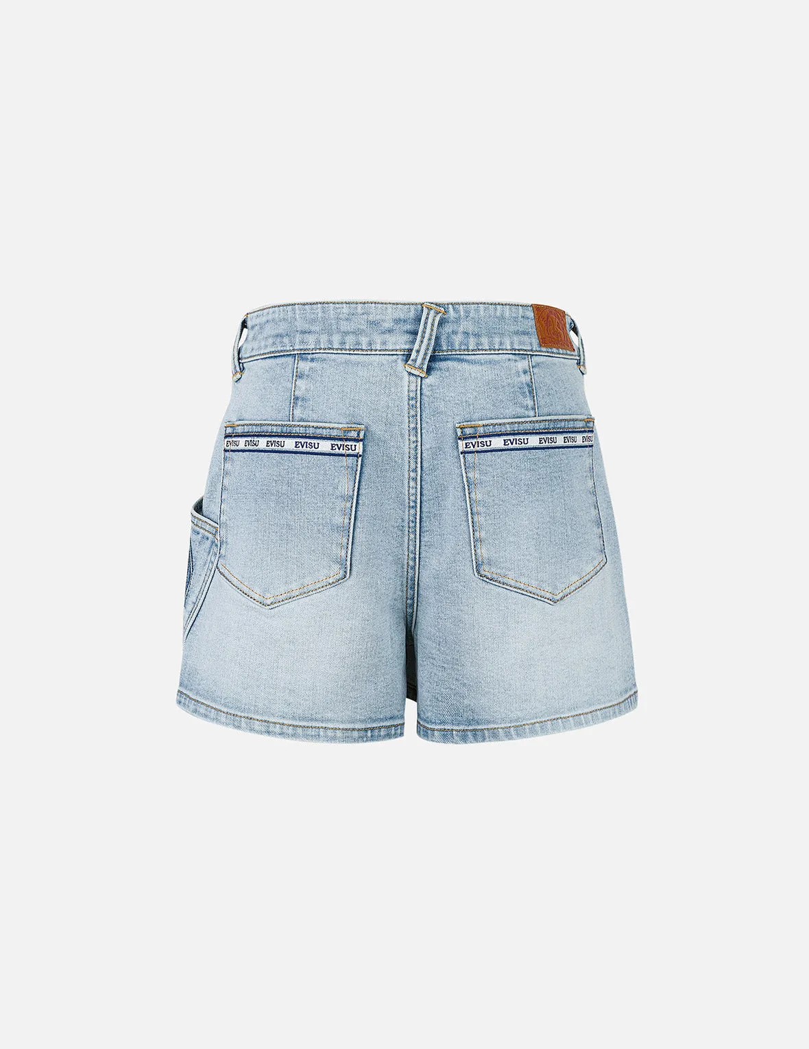Kamon and Logo Embroidery Regular Fit Denim Skorts sold by Evisu product image thumbnail 2