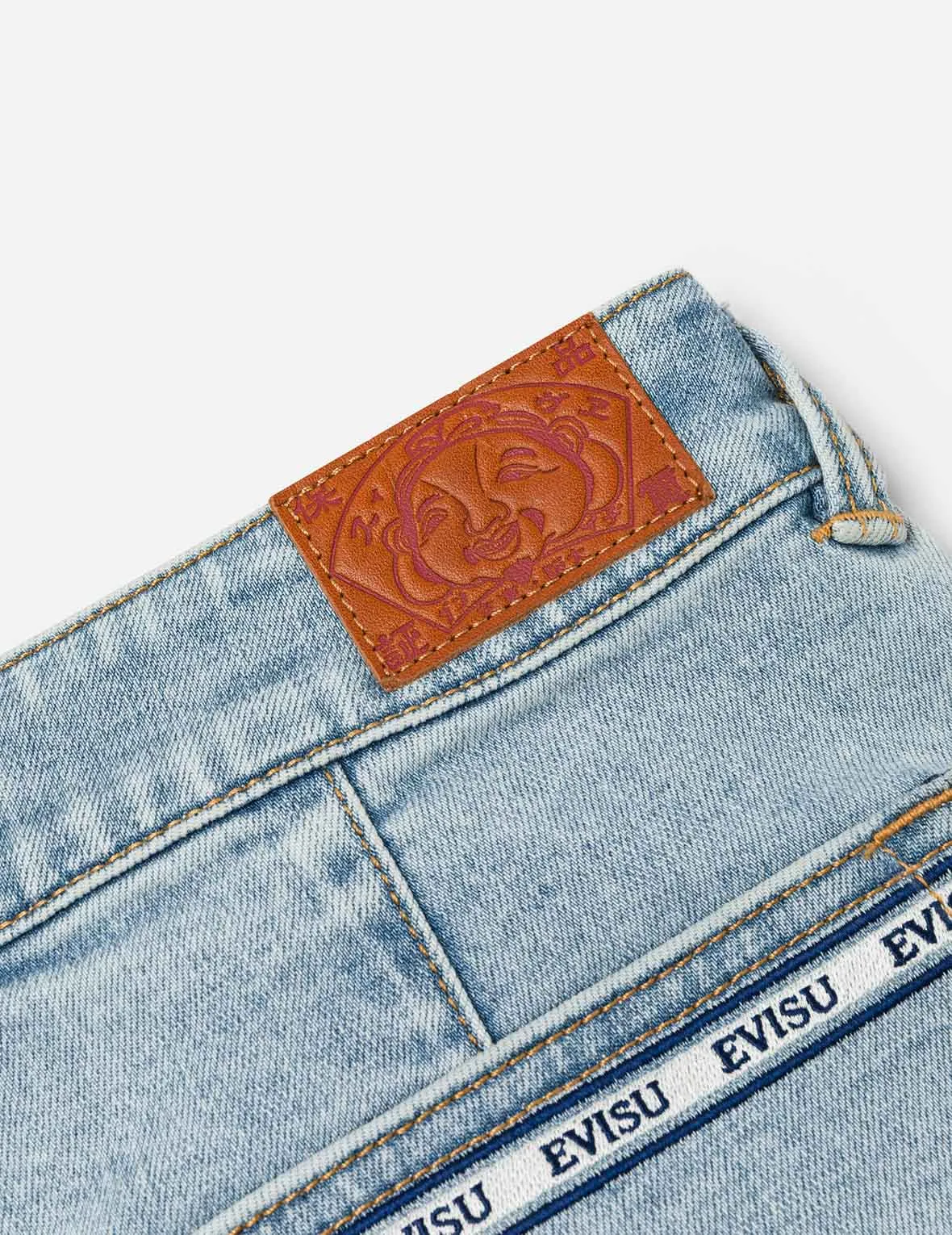 Kamon and Logo Embroidery Regular Fit Denim Skorts sold by Evisu product image thumbnail 5