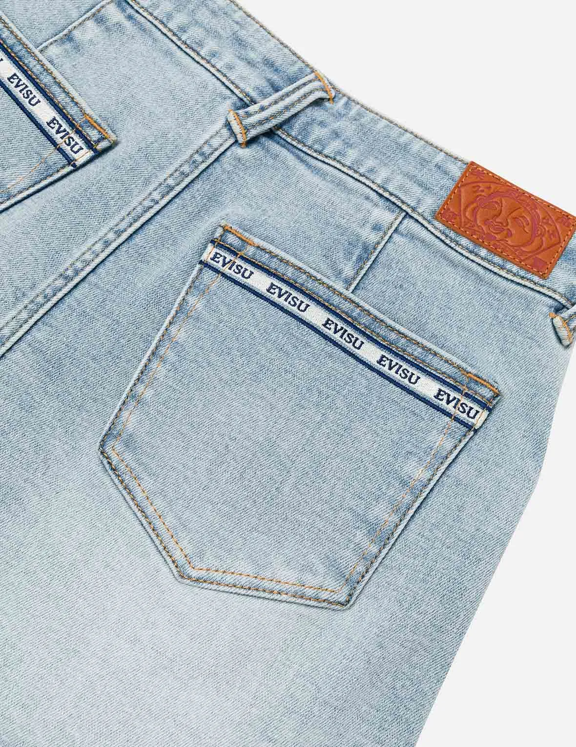 Kamon and Logo Embroidery Regular Fit Denim Skorts sold by Evisu product image thumbnail 4