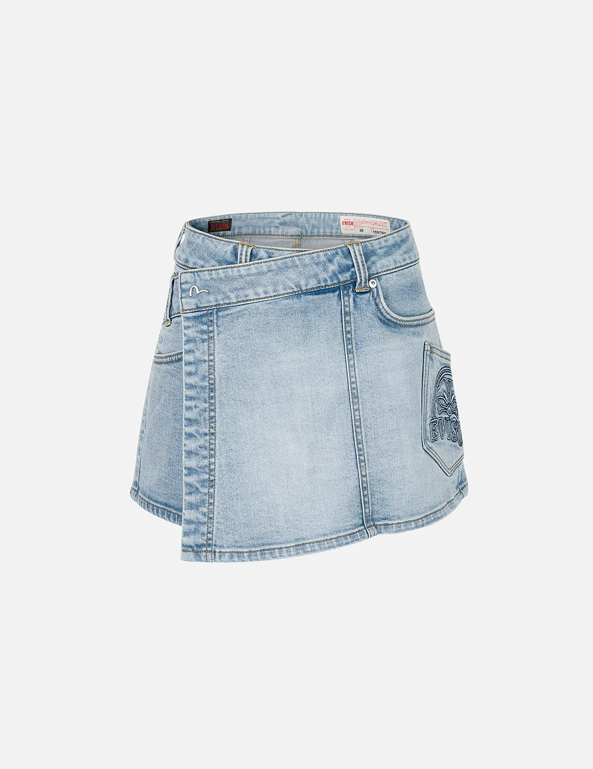 Kamon and Logo Embroidery Regular Fit Denim Skorts sold by Evisu