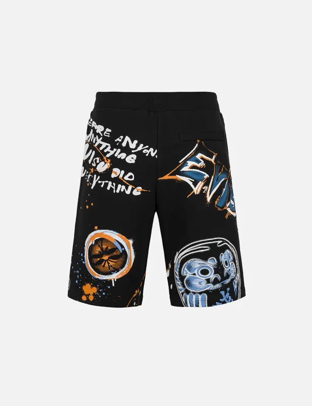 Graffiti Print Regular Fit Sweatshorts sold by Evisu