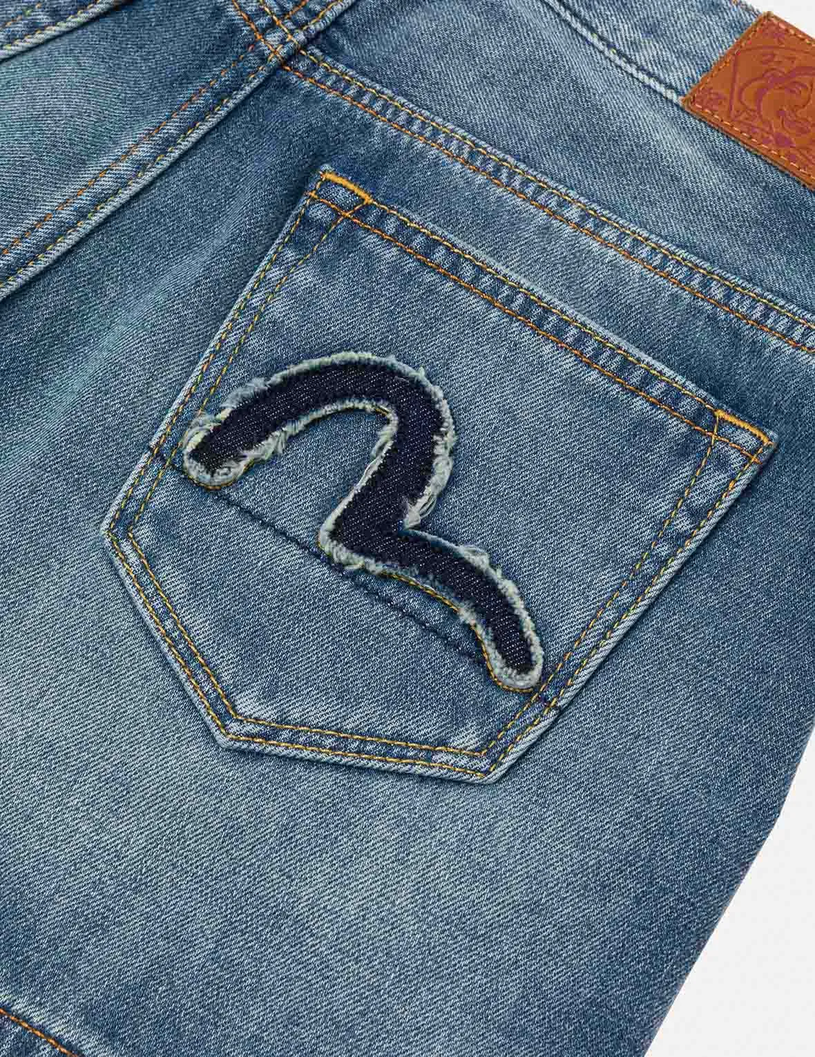 Deconstructed Seagull and Logo Applique Relax Fit Denim Shorts sold by Evisu product image thumbnail 3