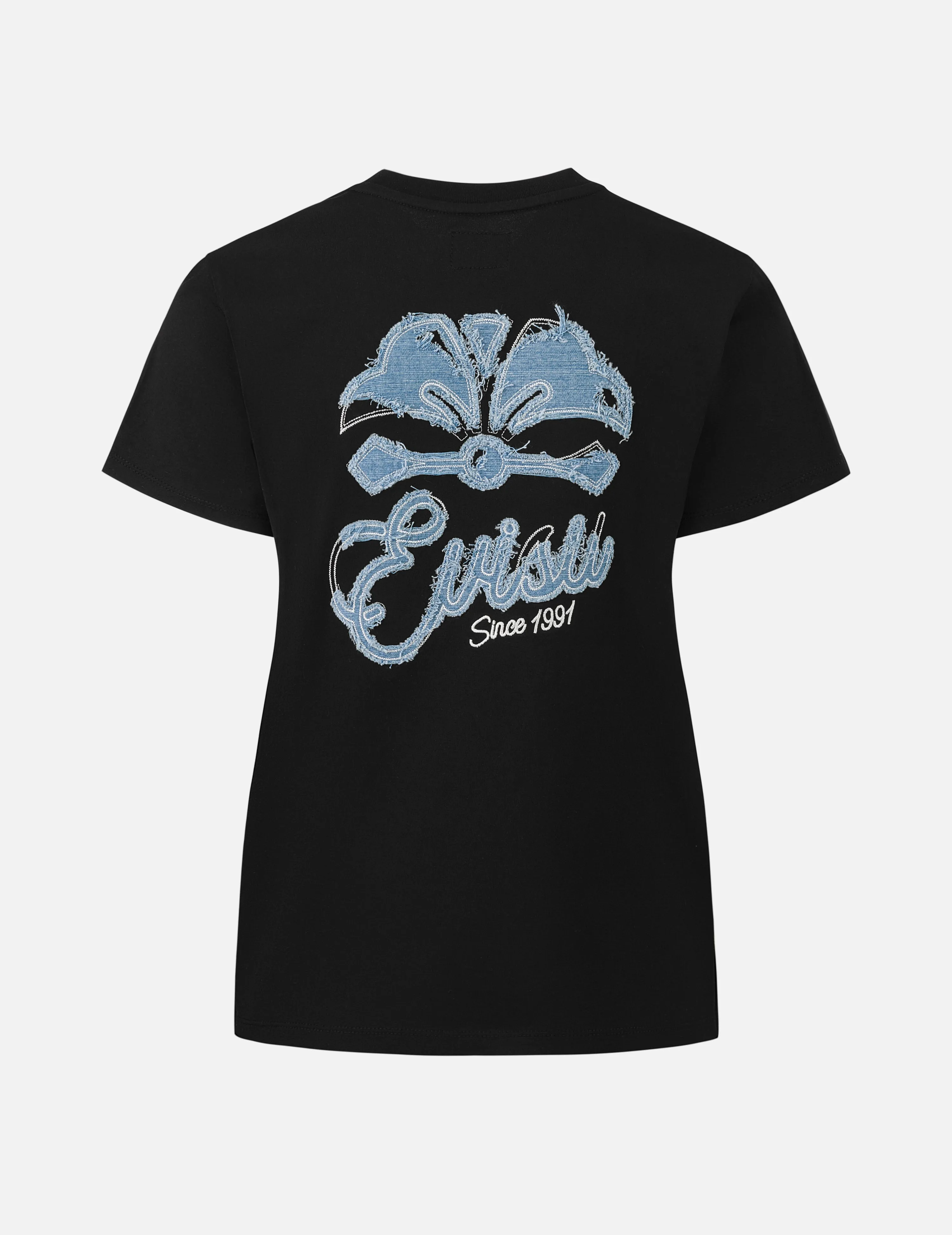 Deconstructed Denim Applique Embroidery Regular Fit T-Shirt sold by Evisu