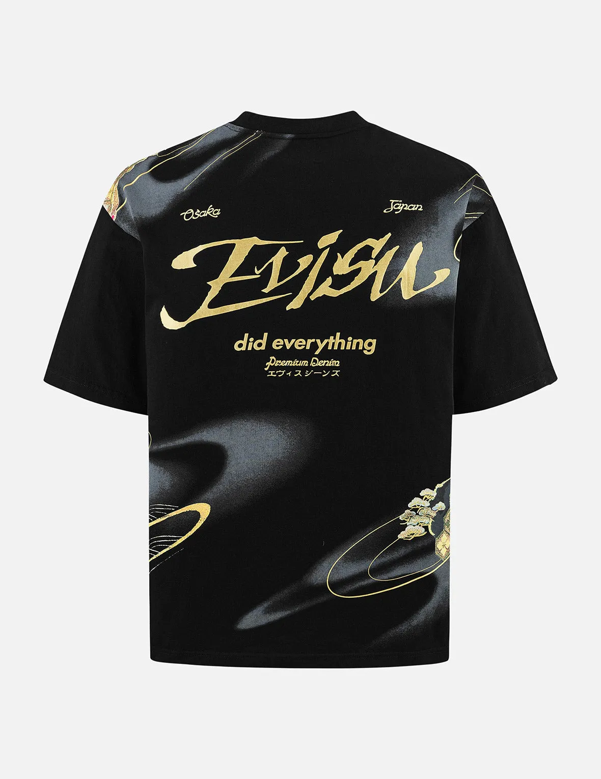 Brocade Kamon and Allover Print Relax Fit T-Shirt sold by Evisu