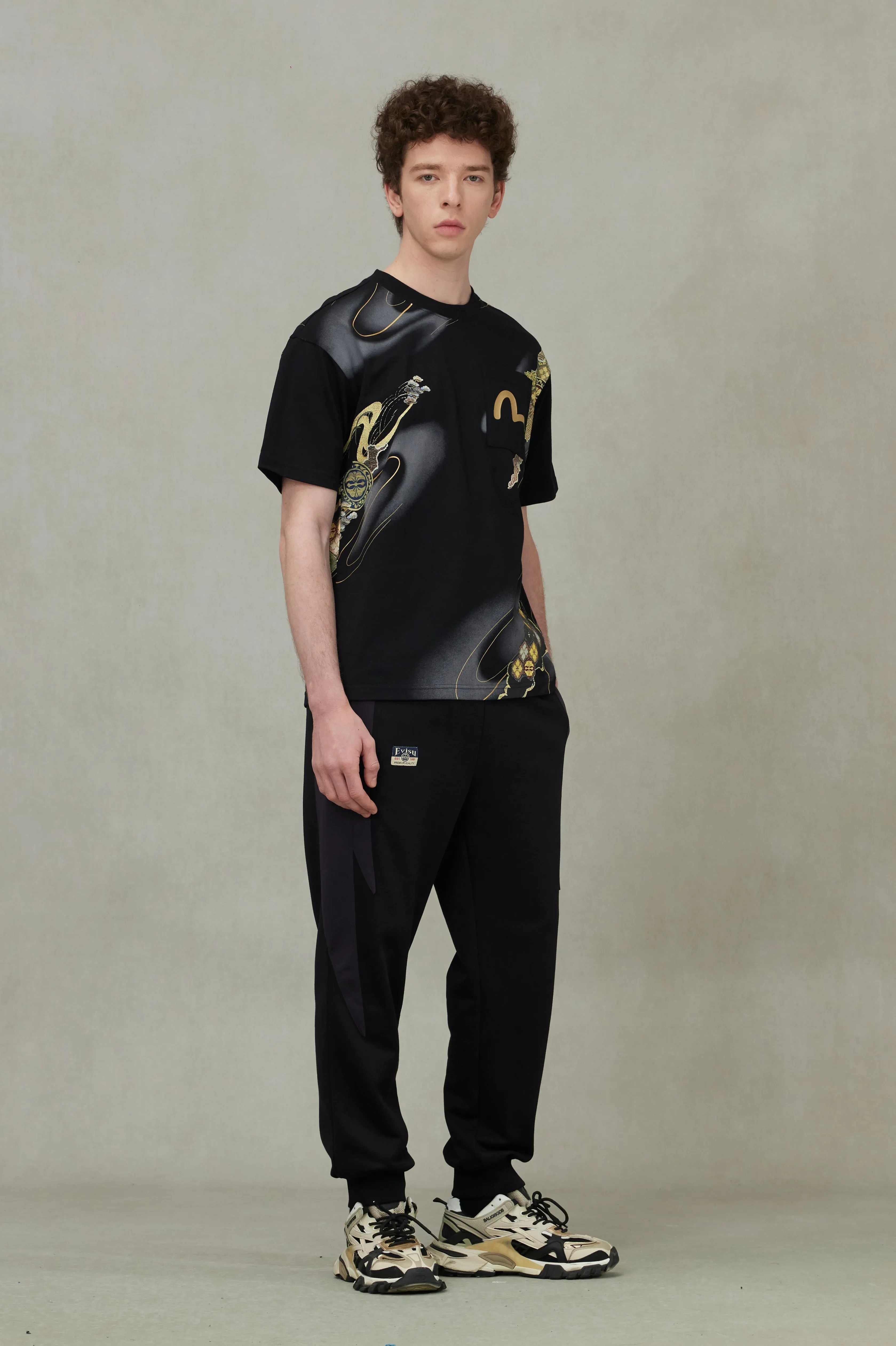Brocade Kamon and Allover Print Relax Fit T-Shirt sold by Evisu product image thumbnail 3