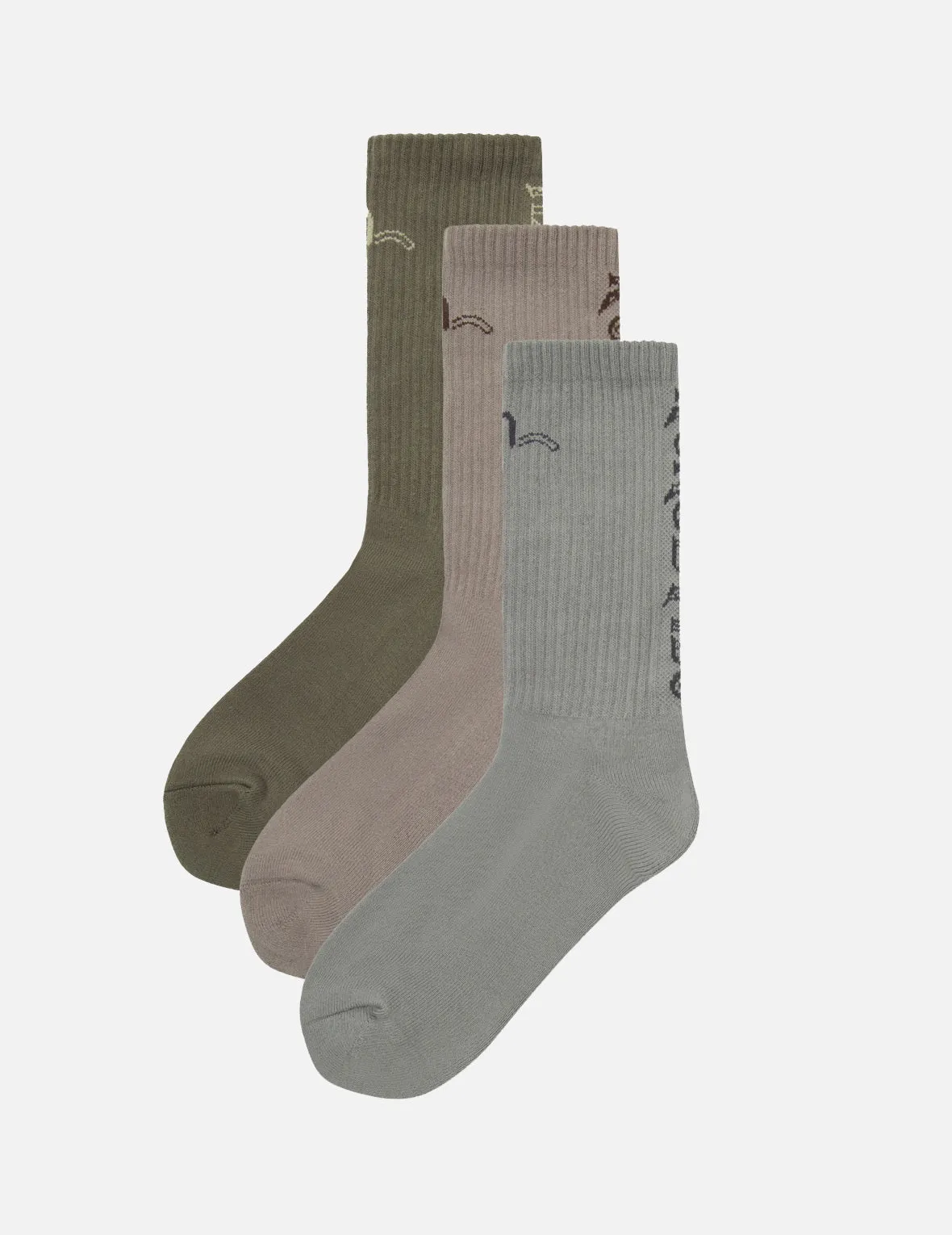 Three-Pack Seagull and EVISUKURO Jacquard Socks sold by Evisu