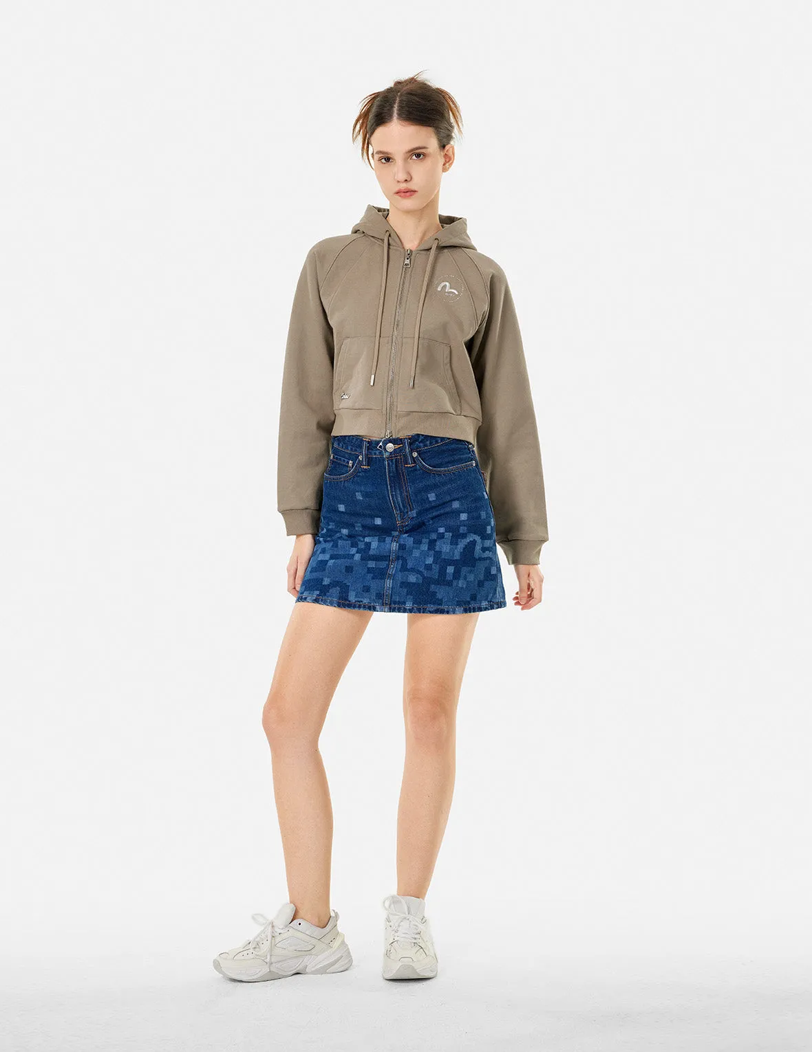 Segull Print Cropped Zip-Up Sweatshirt sold by Evisu