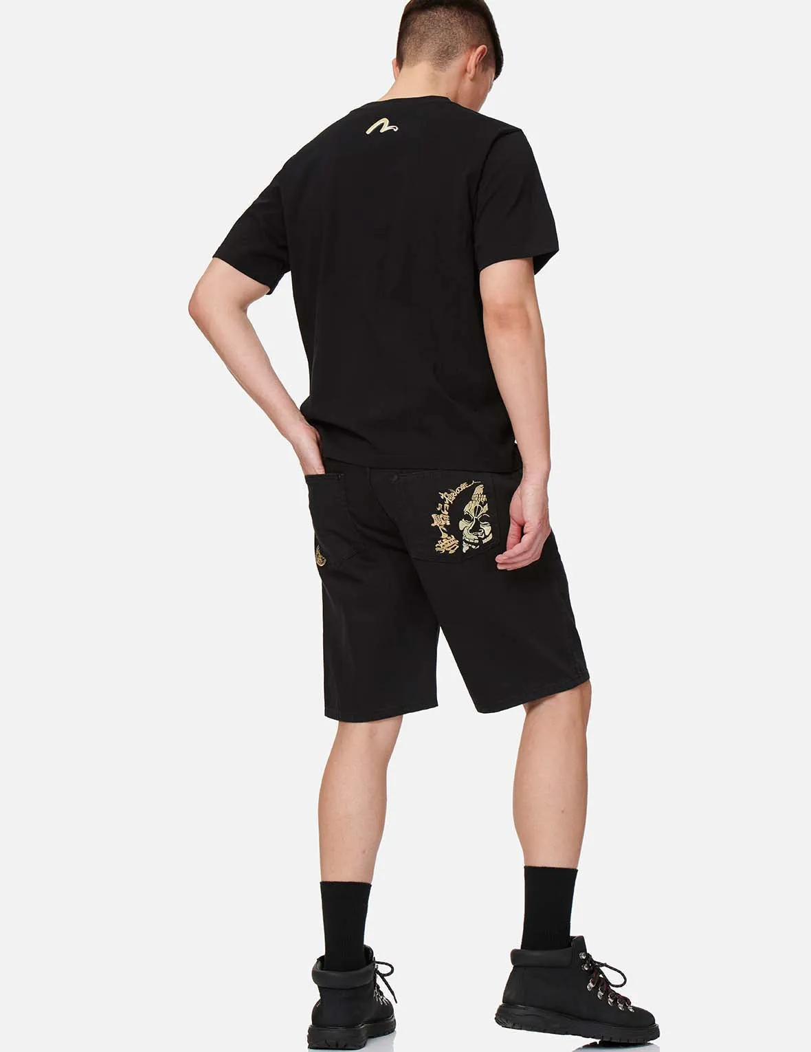 Hannya Skull Embroidered Denim Shorts sold by Evisu product image thumbnail 3