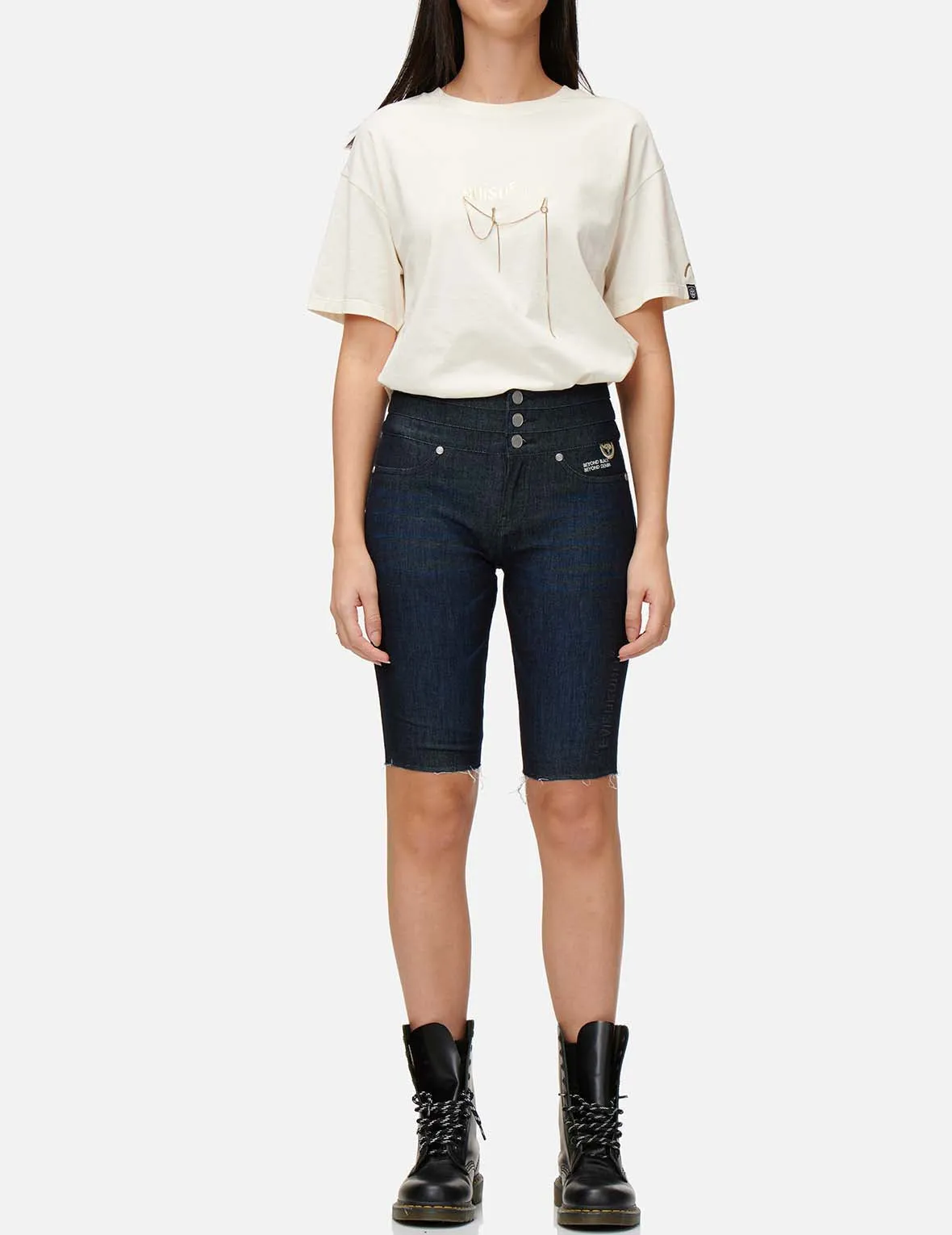 Kamon Embroidered Bermuda Denim Shorts sold by Evisu product image thumbnail 5