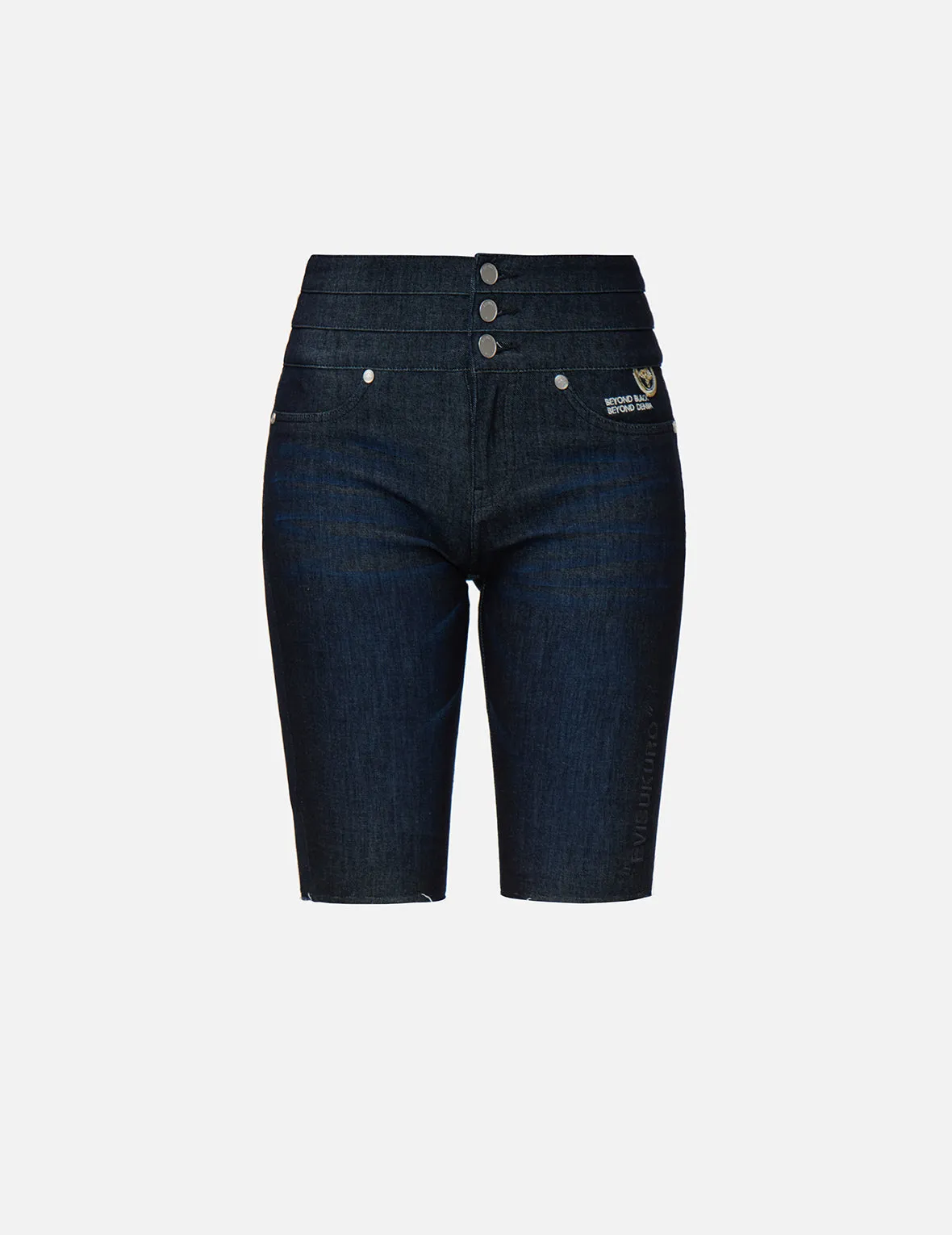 Kamon Embroidered Bermuda Denim Shorts sold by Evisu