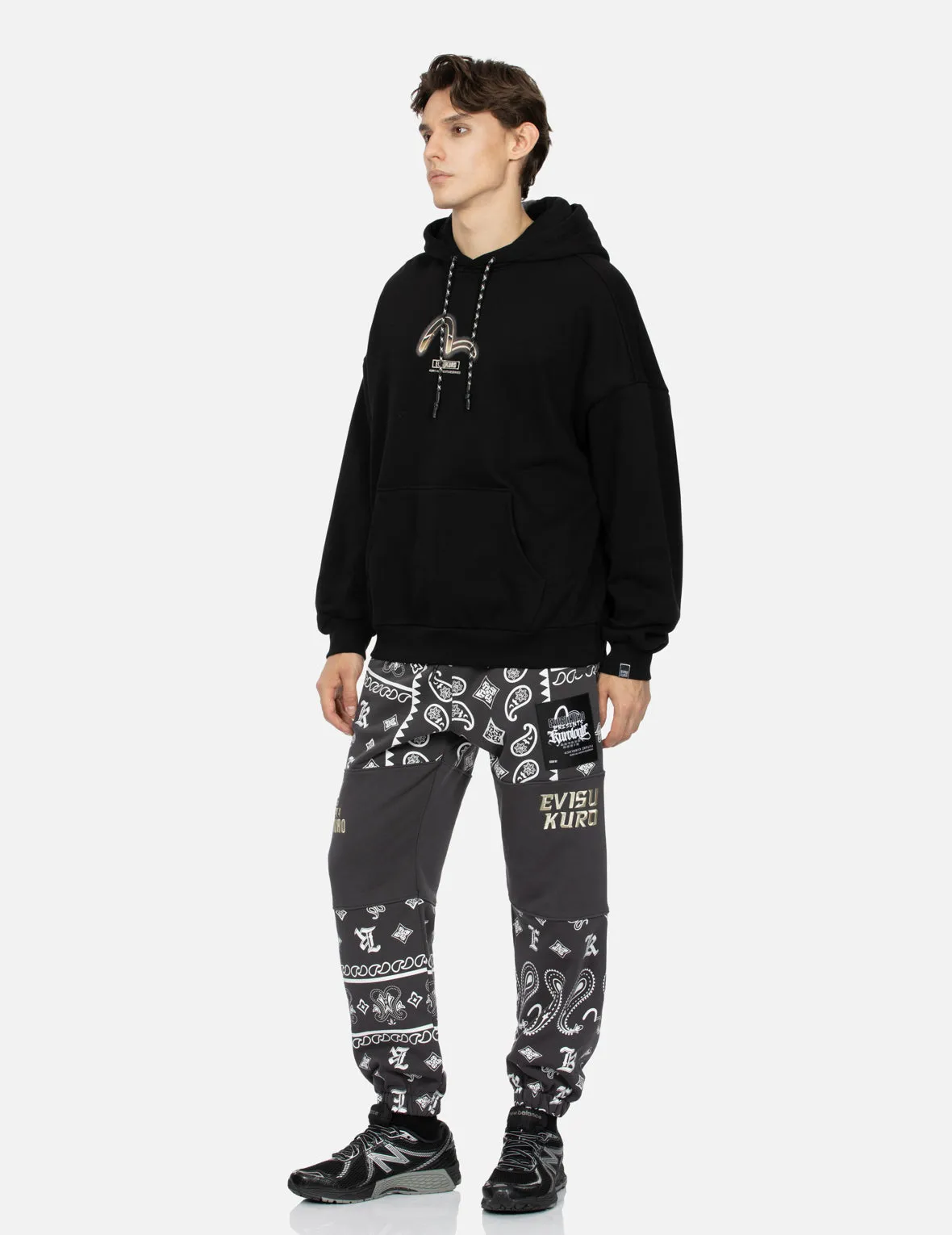 Metallic Effect Logo Print Oversized Hoodie sold by Evisu product image thumbnail 4