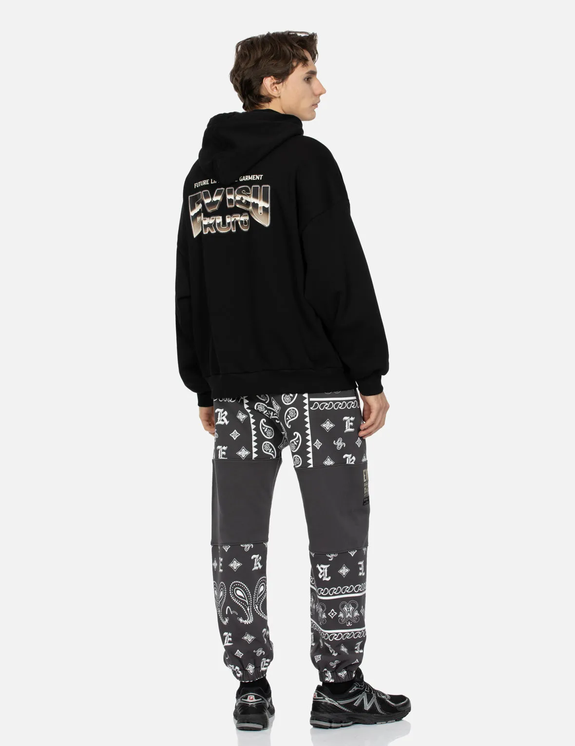 Metallic Effect Logo Print Oversized Hoodie sold by Evisu product image thumbnail 3