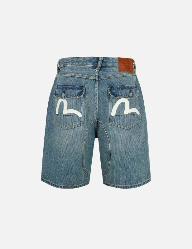 Seagull Print Regular Fit Denim Shorts sold by Evisu