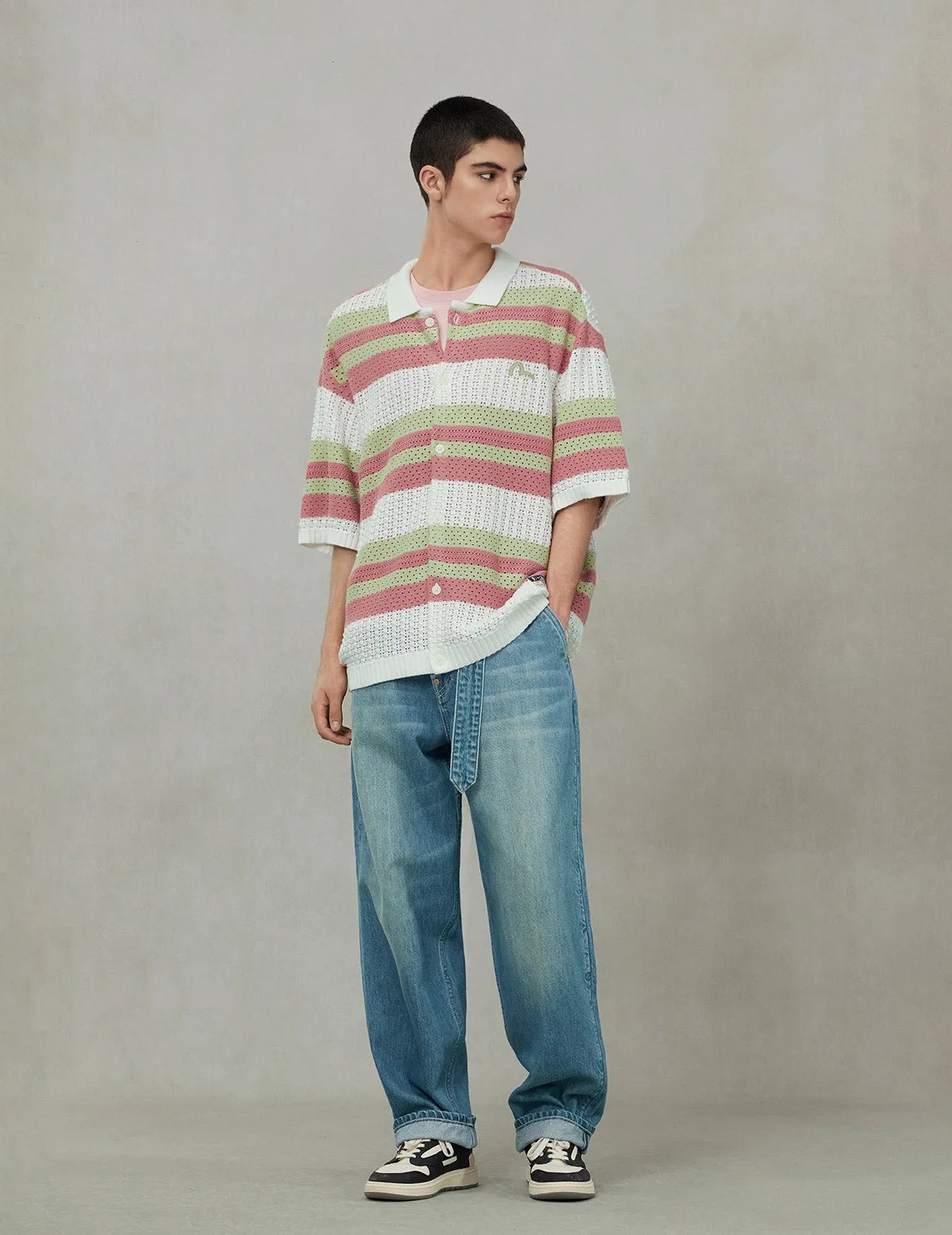 Seagull Embroidery Relax Fit Short-Sleeve Knitted Shirt sold by Evisu product image thumbnail 3