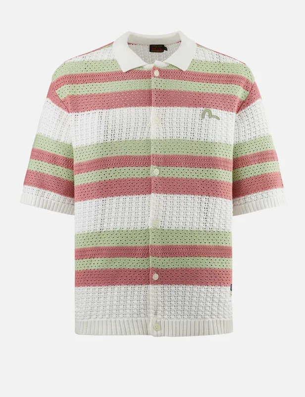 Seagull Embroidery Relax Fit Short-Sleeve Knitted Shirt sold by Evisu