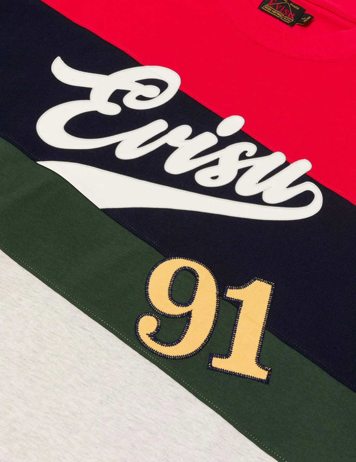 Logo and "91" Appliqué Embroidery Relax Fit Stripe T-Shirt sold by Evisu product image thumbnail 5