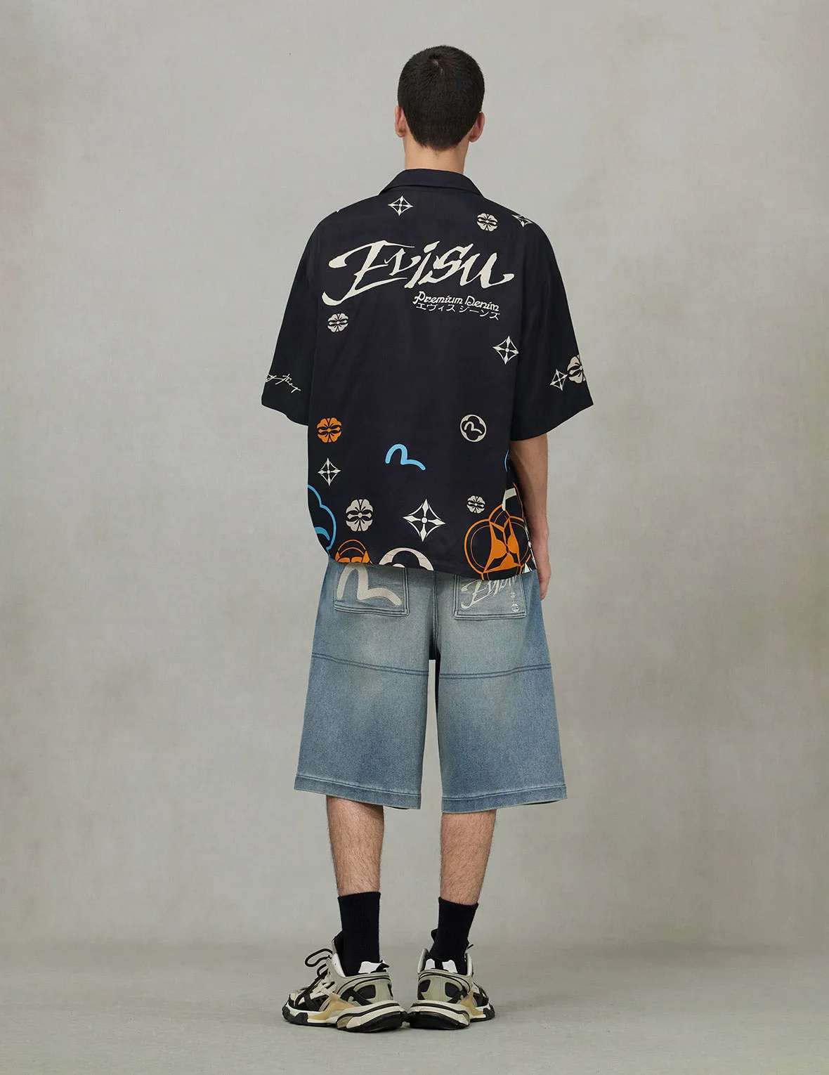 Allover Floral and Seagull Print Boxy Short-Sleeve Shirt sold by Evisu product image thumbnail 4