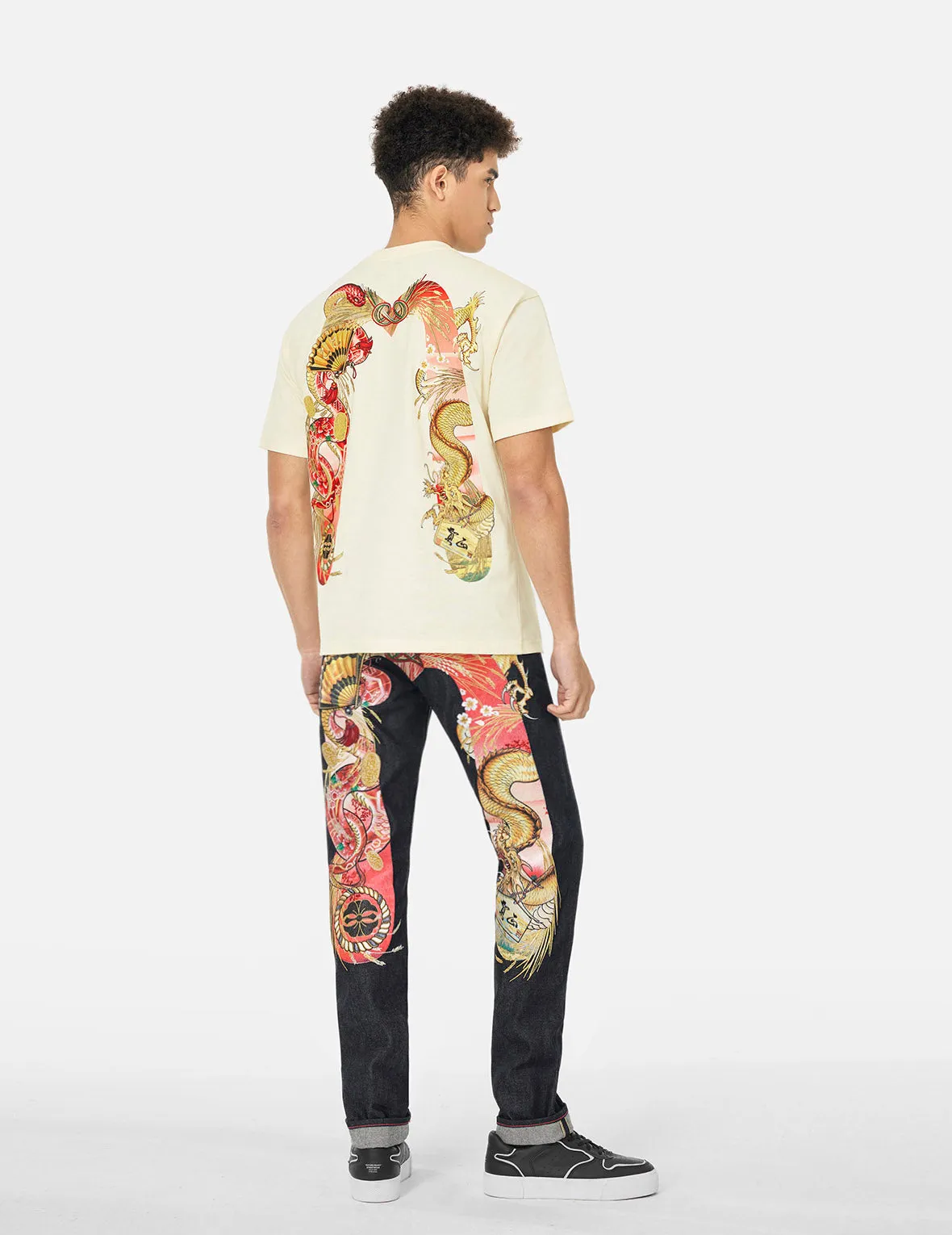 Soaring Snake Daicock Print Relax Fit T-shirt - Cream sold by Evisu product image thumbnail 3