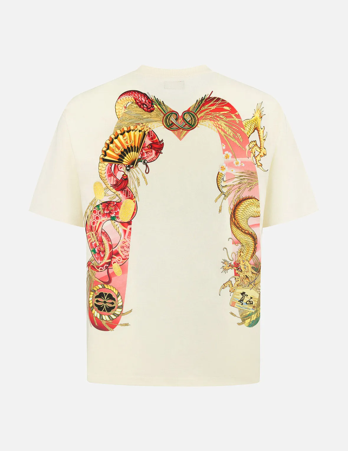 Soaring Snake Daicock Print Relax Fit T-shirt - Cream sold by Evisu