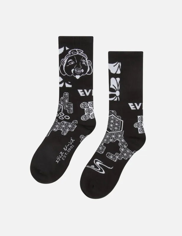 Godhead and Kamon Jacquard Long Socks sold by Evisu