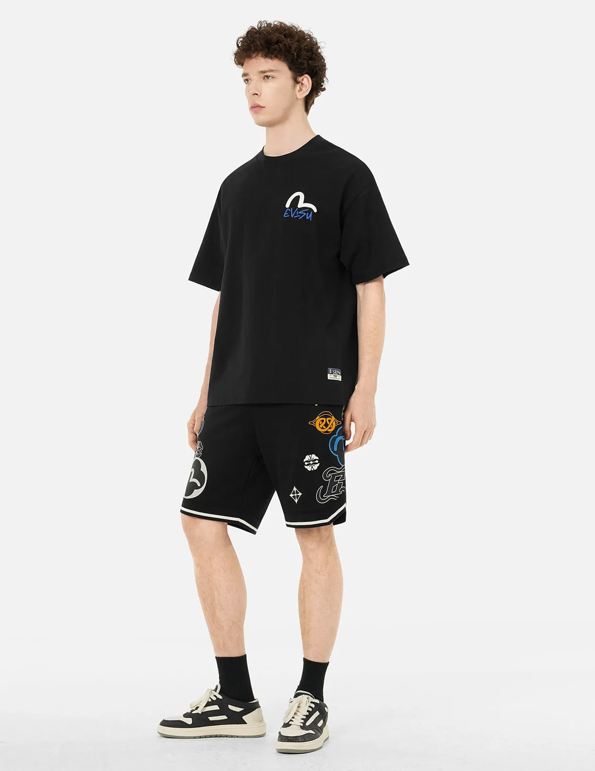 Allover Logo Print Fashion Fit Sweatshorts sold by Evisu product image thumbnail 3