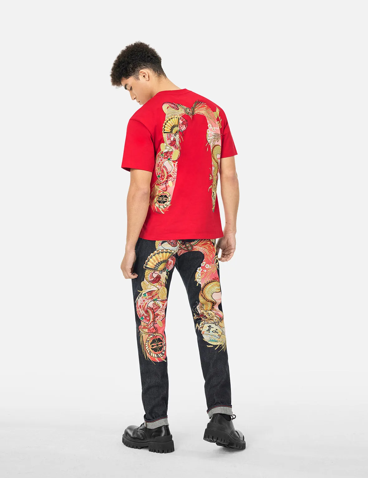 Soaring Snake Daicock Print Relax Fit T-shirt - Red sold by Evisu product image thumbnail 5