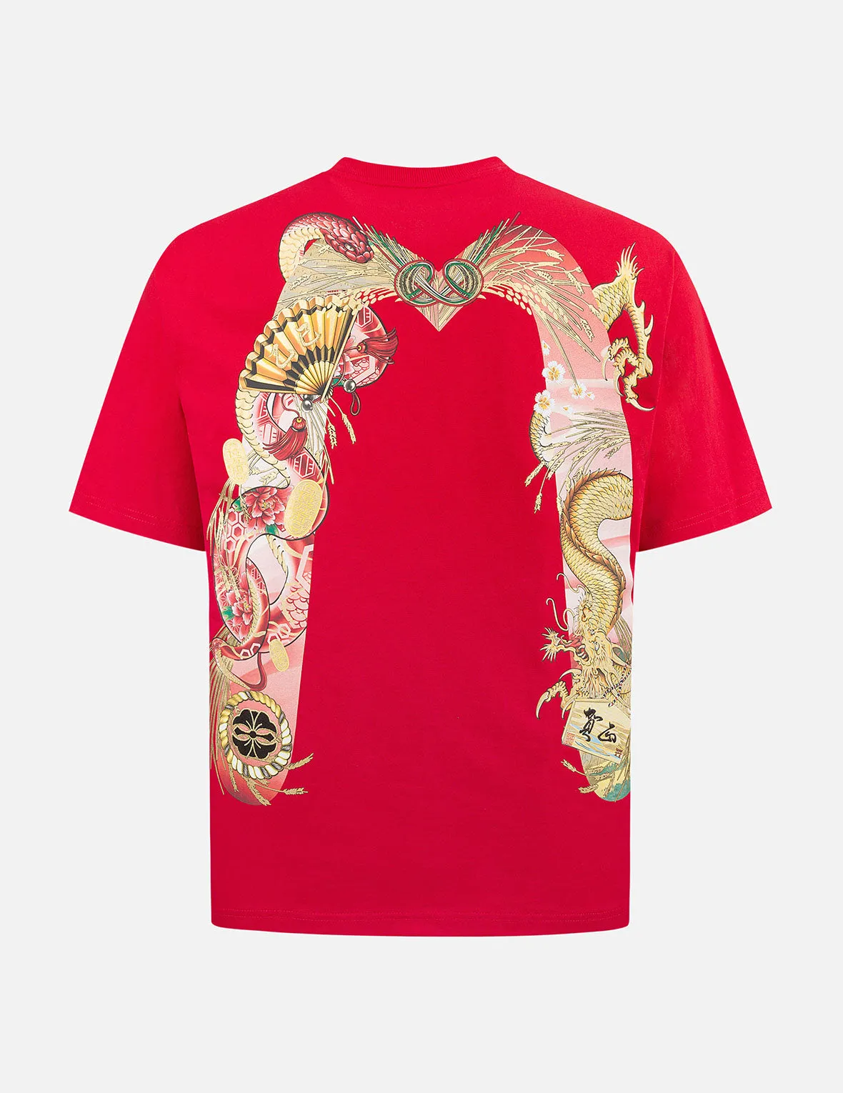 Soaring Snake Daicock Print Relax Fit T-shirt - Red sold by Evisu