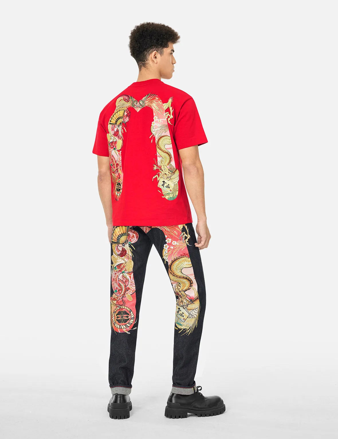 Soaring Snake Daicock Print Relax Fit T-shirt - Red sold by Evisu product image thumbnail 3