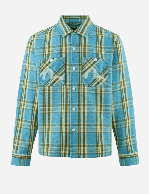 Seagull Print Relax Fit Plaid Flannel Shirt sold by Evisu