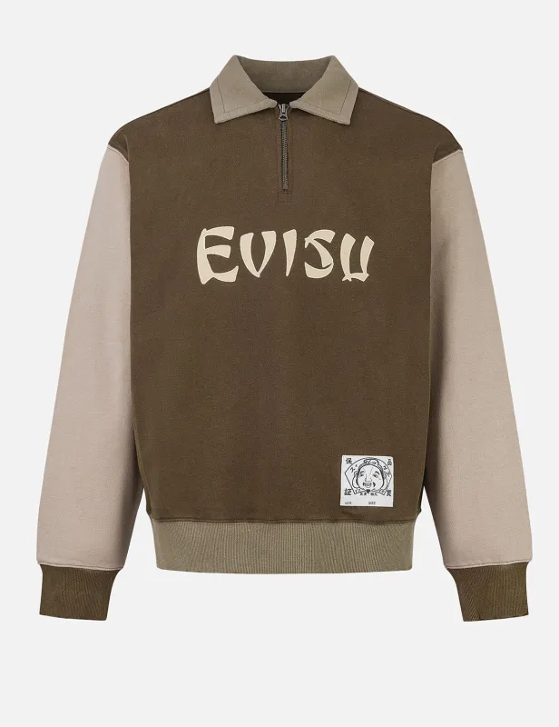 Logo Appliqué Regular Fit Half-Zip Color-Blocking Sweatshirt sold by Evisu