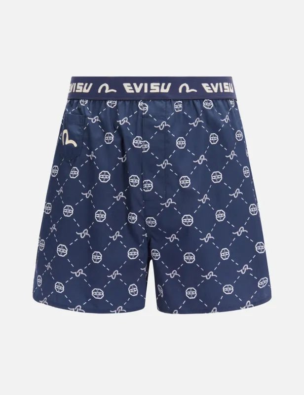Allover Monogram Print Boxer Shorts sold by Evisu