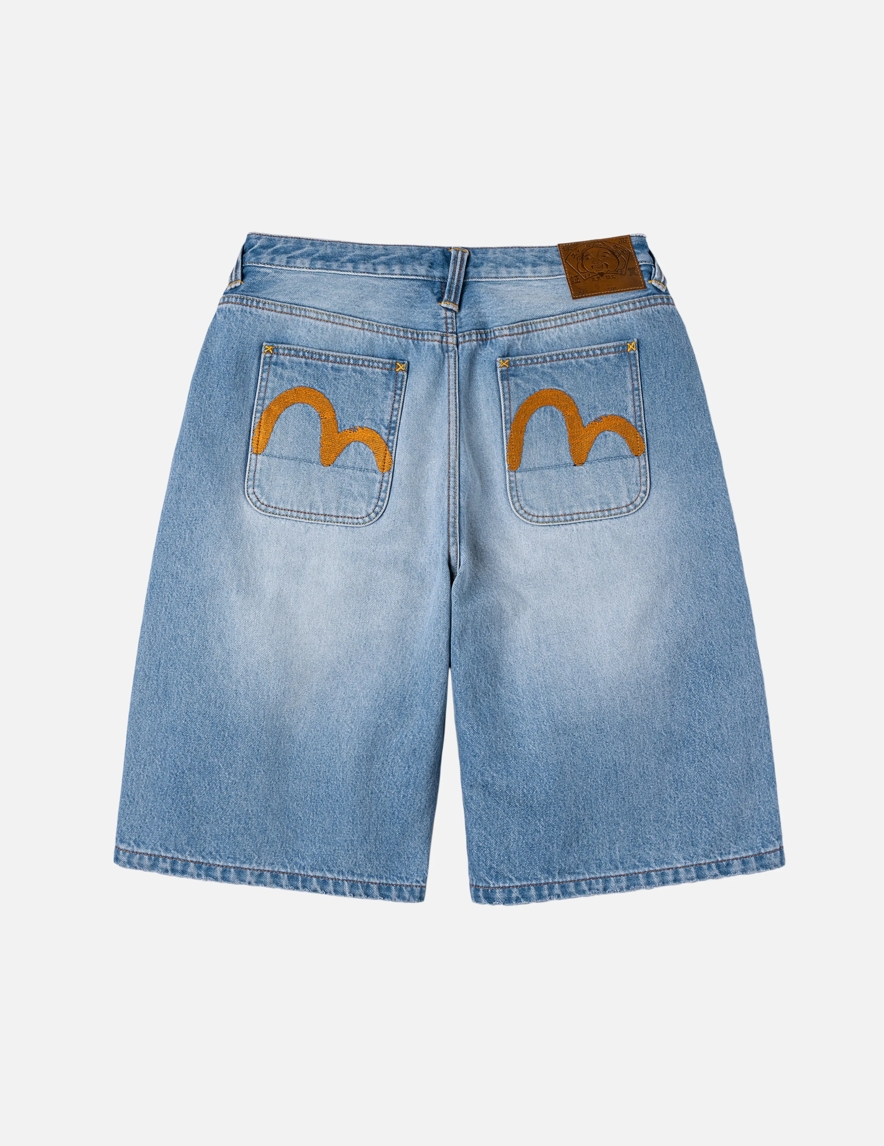 Seagull Embroidery Regular Fit Washed Denim Shorts sold by Evisu