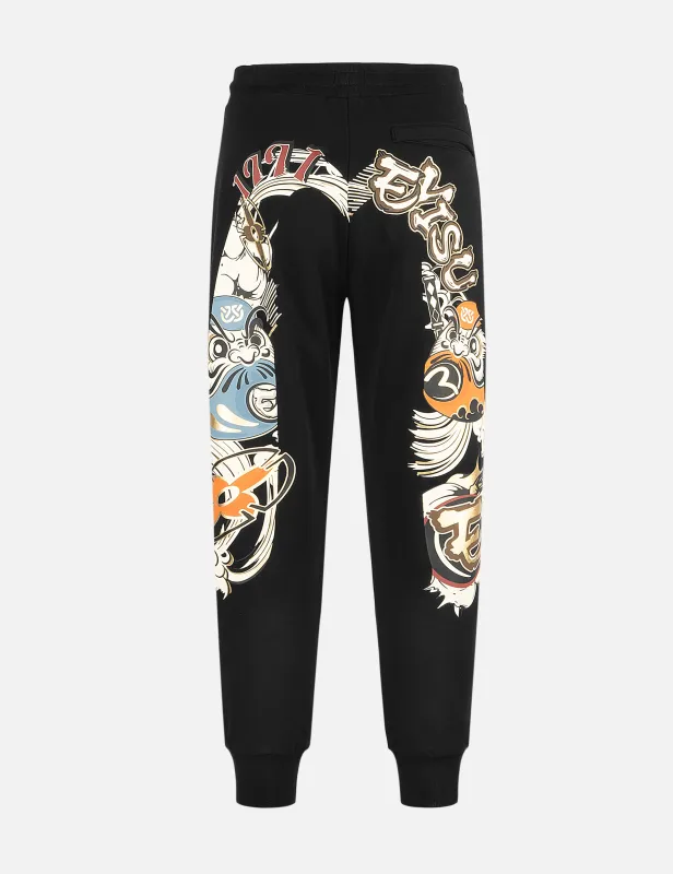 Ninja Daruma Daicock Print Regular Fit Sweatpants sold by Evisu