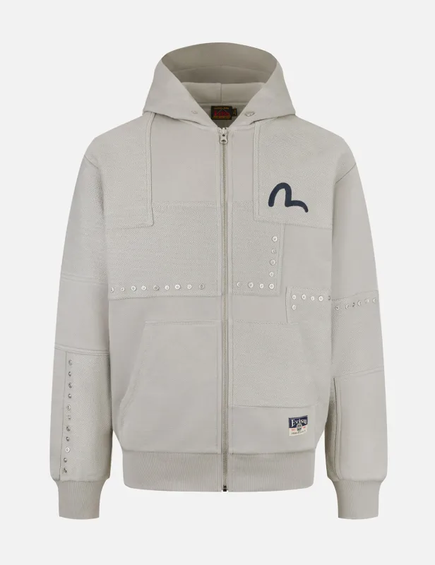 Seagull Embroidery and Fabric Blocking Relax Fit Hoodie sold by Evisu
