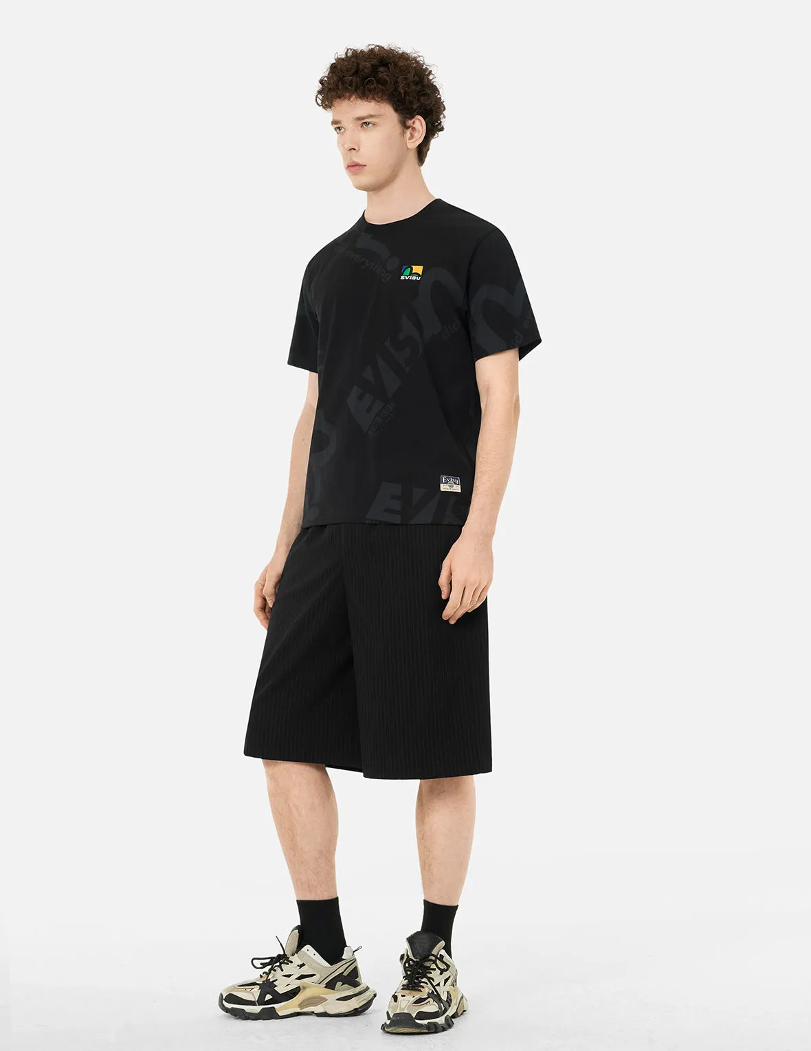 Seagull and Logo Embroidery Fashion Fit Striped Woven Shorts sold by Evisu product image thumbnail 3