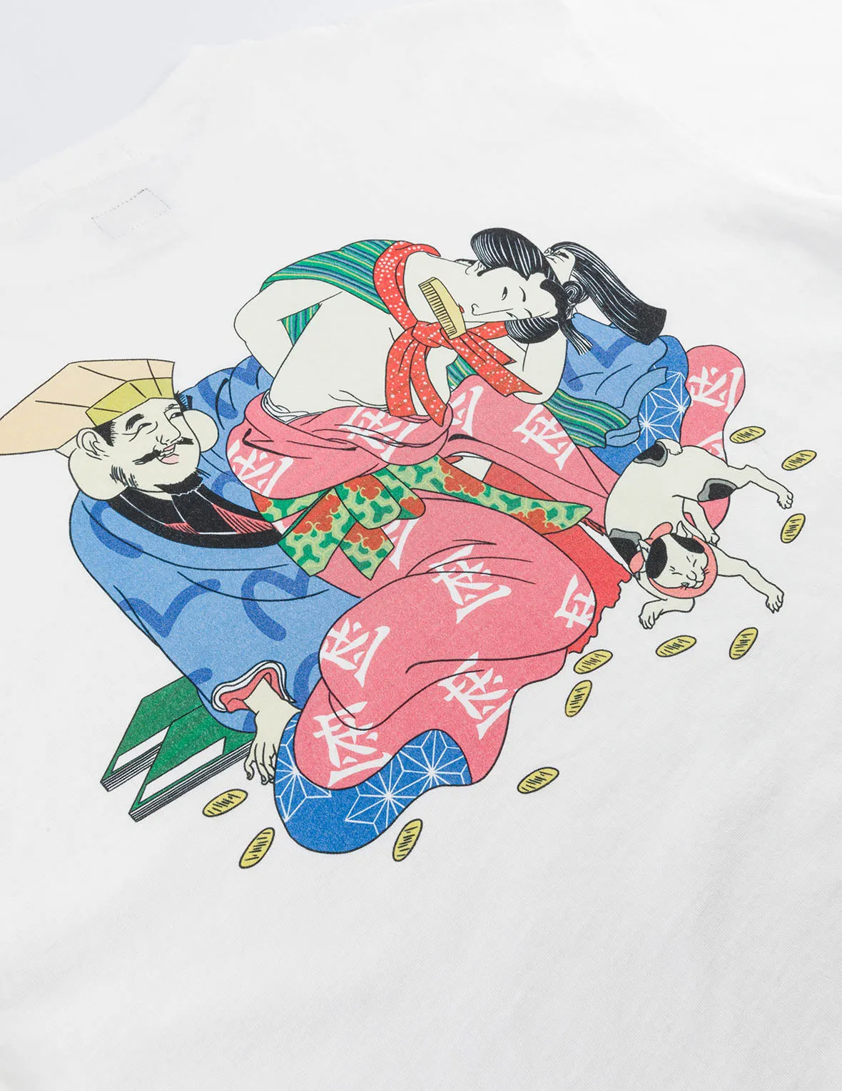 EVISU X F-LAGSTUF-F Shuga and Koban Coin Seagull Print Regular Fit T-shirt - White sold by Evisu product image thumbnail 3