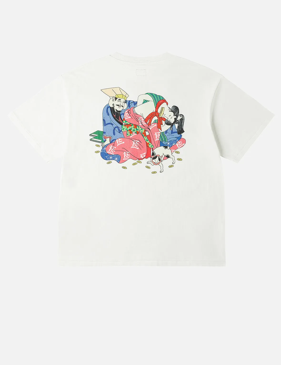 EVISU X F-LAGSTUF-F Shuga and Koban Coin Seagull Print Regular Fit T-shirt - White sold by Evisu